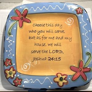 Tumbleweed Pottery Plate with Joshua 24:15.